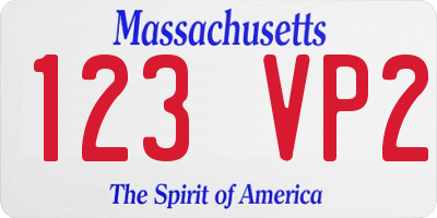 MA license plate 123VP2