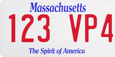 MA license plate 123VP4