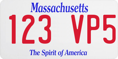 MA license plate 123VP5