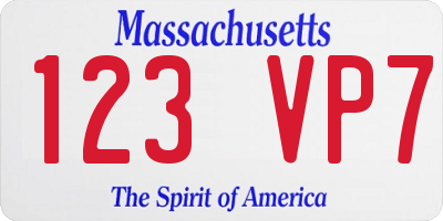 MA license plate 123VP7