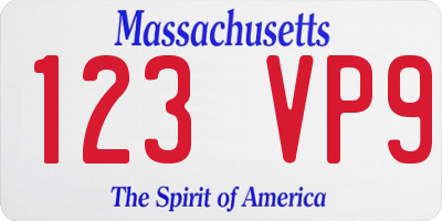 MA license plate 123VP9