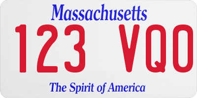 MA license plate 123VQ0
