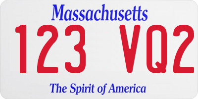 MA license plate 123VQ2