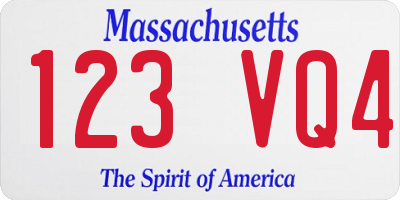 MA license plate 123VQ4