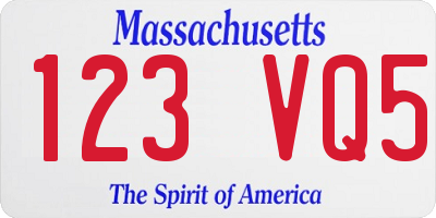 MA license plate 123VQ5