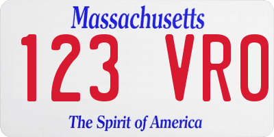 MA license plate 123VR0
