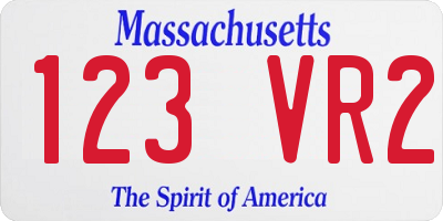 MA license plate 123VR2