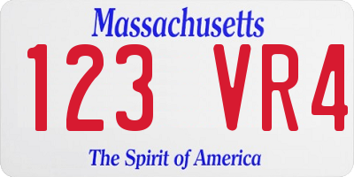 MA license plate 123VR4