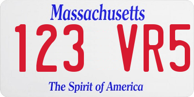 MA license plate 123VR5