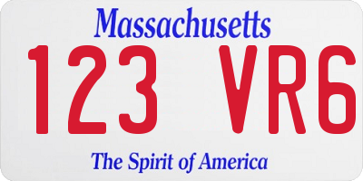 MA license plate 123VR6