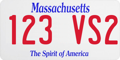 MA license plate 123VS2