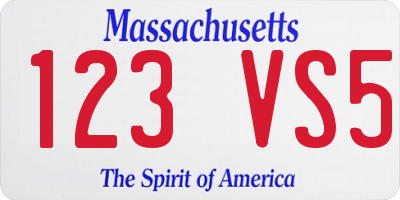 MA license plate 123VS5