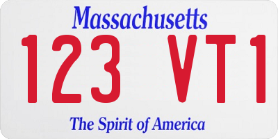 MA license plate 123VT1