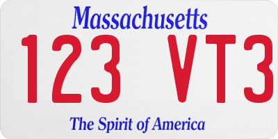 MA license plate 123VT3