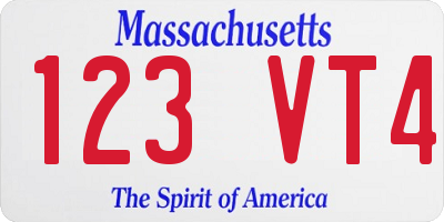 MA license plate 123VT4