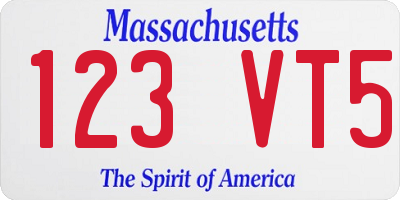 MA license plate 123VT5