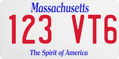 MA license plate 123VT6