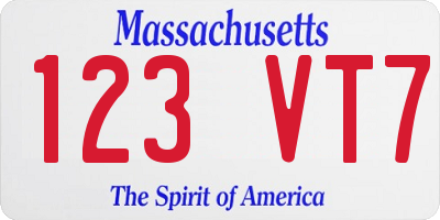 MA license plate 123VT7