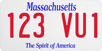 MA license plate 123VU1