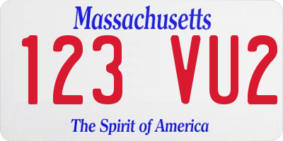 MA license plate 123VU2