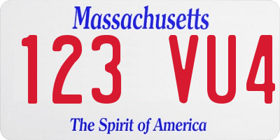 MA license plate 123VU4