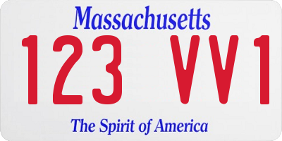 MA license plate 123VV1