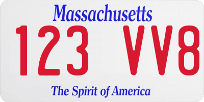 MA license plate 123VV8