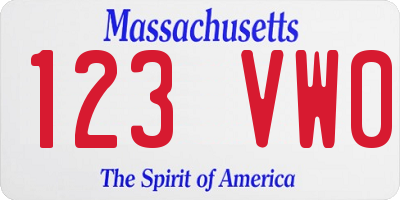 MA license plate 123VW0