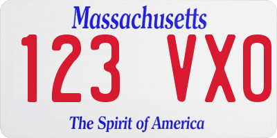 MA license plate 123VX0