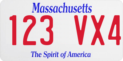 MA license plate 123VX4