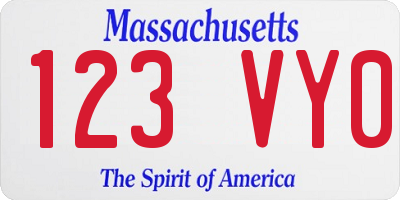MA license plate 123VY0