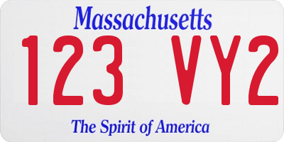 MA license plate 123VY2