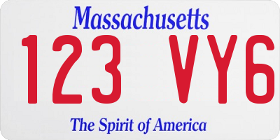 MA license plate 123VY6