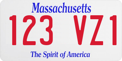MA license plate 123VZ1