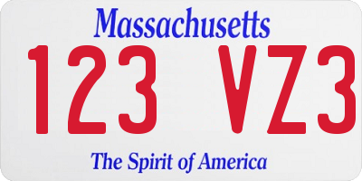 MA license plate 123VZ3