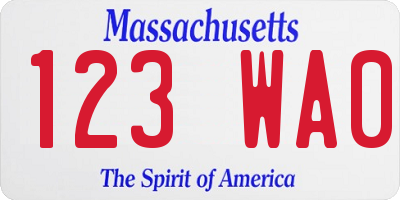 MA license plate 123WA0