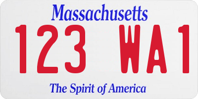 MA license plate 123WA1