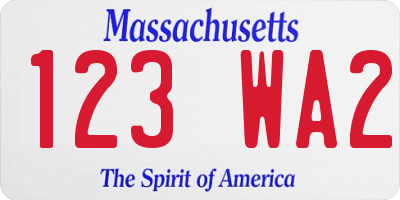 MA license plate 123WA2