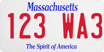 MA license plate 123WA3