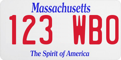 MA license plate 123WB0
