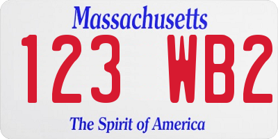 MA license plate 123WB2