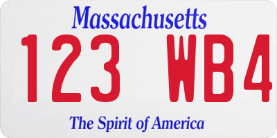 MA license plate 123WB4