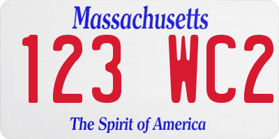 MA license plate 123WC2
