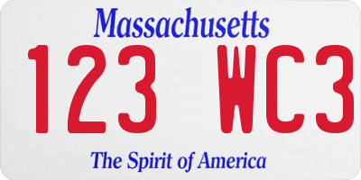 MA license plate 123WC3