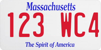MA license plate 123WC4