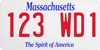 MA license plate 123WD1