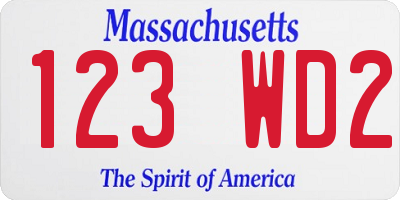 MA license plate 123WD2