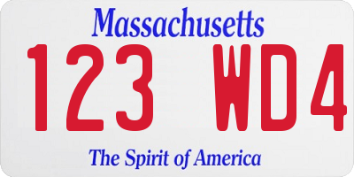 MA license plate 123WD4