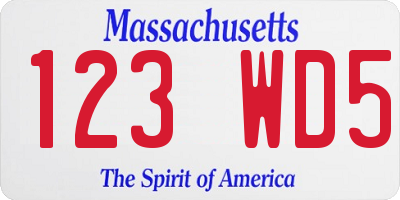 MA license plate 123WD5