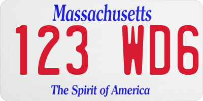 MA license plate 123WD6